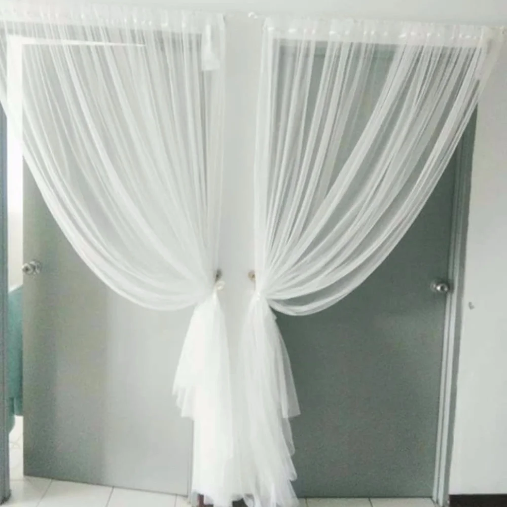 Set of 2 - Pair IKEA LILL Sheer Curtains White Mesh